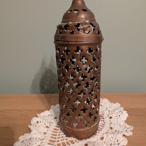 Elegant Copper Lantern/ Candle Cover Vintage Patina Read Description Vintage